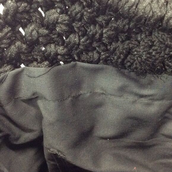 Vintage Macrame Handmade Pocketbook Black Boho Hippie Hoop Shoulder Bag Lined - Picture 7 of 7